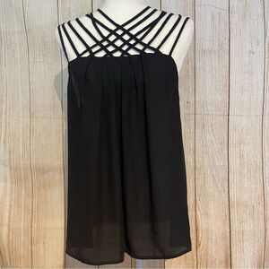 Torrid Black Georgette Strappy Neck Tank Sleeveless Top Plus Size 00 Preowned